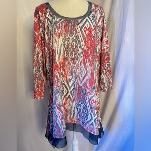 Casual Express Pink, Blue, White Colorful Mesh Trimmed Shirt